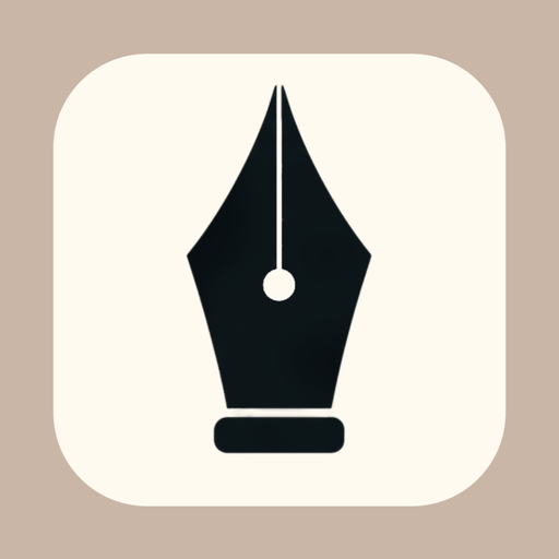 WriCo app icon with a dark pen nib on a cream tile and warm taupe background